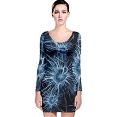 Neurons Brain Cells Structure Long Sleeve Velvet Bodycon Dress