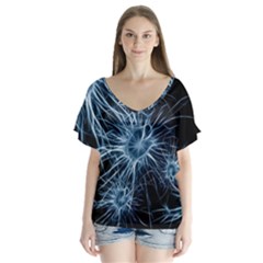 Neurons Brain Cells Structure V-neck Flutter Sleeve Top