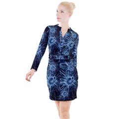 Neurons Brain Cells Structure Button Long Sleeve Dress by anzea