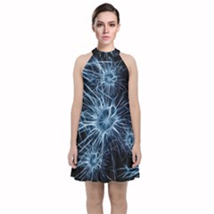 Neurons Brain Cells Structure Velvet Halter Neckline Dress 