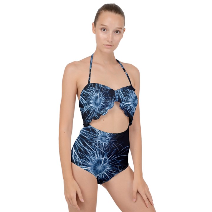 Neurons Brain Cells Structure Scallop Top Cut Out Swimsuit