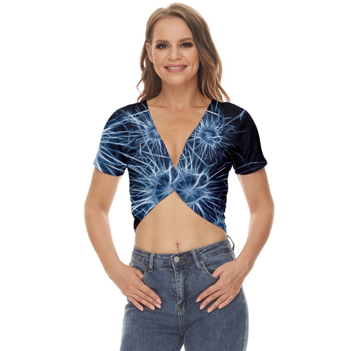 Neurons Brain Cells Structure Twist Front Crop Top