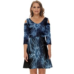 Neurons Brain Cells Structure Shoulder Cut Out Zip Up Dress by anzea