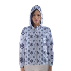 Snowflakes Winter Christmas Women s Hooded Windbreaker