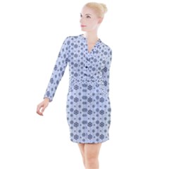 Snowflakes Winter Christmas Button Long Sleeve Dress by anzea