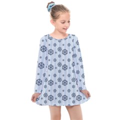 Snowflakes Winter Christmas Kids  Long Sleeve Dress by anzea