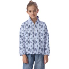 Snowflakes Winter Christmas Kids  Half Zip Hoodie by anzea