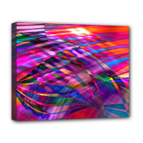 Wave Lines Pattern Abstract Deluxe Canvas 20  X 16  (stretched) by anzea