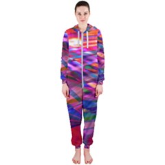 Wave Lines Pattern Abstract Hooded Jumpsuit (ladies)