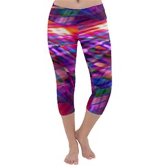 Wave Lines Pattern Abstract Capri Yoga Leggings by anzea