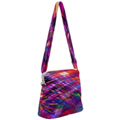 Wave Lines Pattern Abstract Zipper Messenger Bag