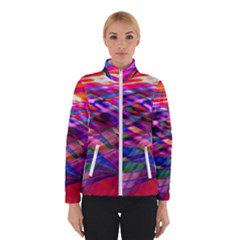 Wave Lines Pattern Abstract Women s Bomber Jacket