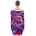 Wave Lines Pattern Abstract Long Sleeve Off Shoulder Dress View2