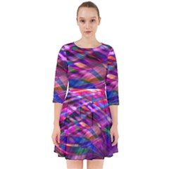 Wave Lines Pattern Abstract Smock Dress