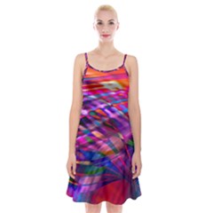 Wave Lines Pattern Abstract Spaghetti Strap Velvet Dress