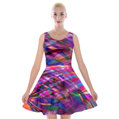 Wave Lines Pattern Abstract Velvet Skater Dress