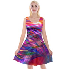 Wave Lines Pattern Abstract Reversible Velvet Sleeveless Dress