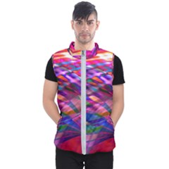 Wave Lines Pattern Abstract Men s Puffer Vest