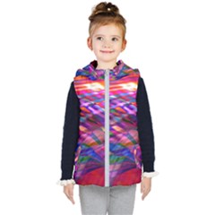 Wave Lines Pattern Abstract Kids  Hooded Puffer Vest