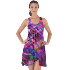 Wave Lines Pattern Abstract Show Some Back Chiffon Dress by anzea