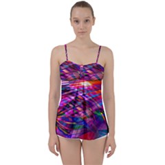 Wave Lines Pattern Abstract Babydoll Tankini Top by anzea