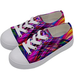 Wave Lines Pattern Abstract Kids  Low Top Canvas Sneakers by anzea