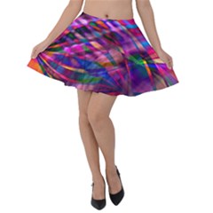 Wave Lines Pattern Abstract Velvet Skater Skirt