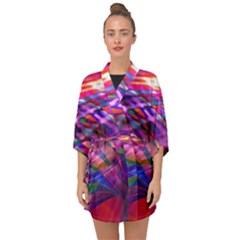 Wave Lines Pattern Abstract Half Sleeve Chiffon Kimono