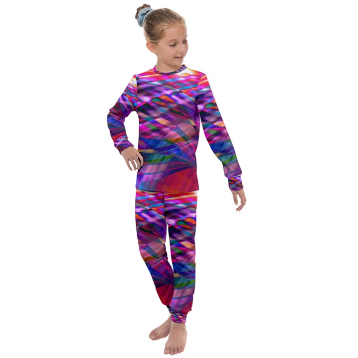 Wave Lines Pattern Abstract Kids  Long Sleeve Set 