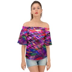 Wave Lines Pattern Abstract Off Shoulder Short Sleeve Top