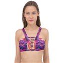 Wave Lines Pattern Abstract Cage Up Bikini Top View1