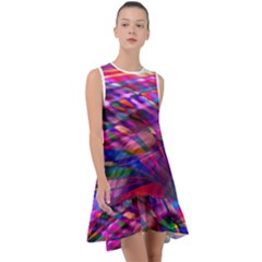 Wave Lines Pattern Abstract Frill Swing Dress