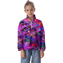 Wave Lines Pattern Abstract Kids  Half Zip Hoodie