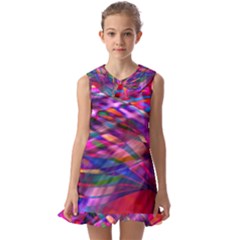 Wave Lines Pattern Abstract Kids  Pilgrim Collar Ruffle Hem Dress by anzea