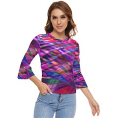 Wave Lines Pattern Abstract Bell Sleeve Top