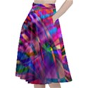 Wave Lines Pattern Abstract A-Line Full Circle Midi Skirt With Pocket View2