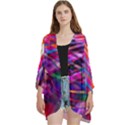 Wave Lines Pattern Abstract Open Front 3/4 Sleeve Batwing Chiffon Cardigan Kimono View1