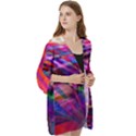 Wave Lines Pattern Abstract Open Front 3/4 Sleeve Batwing Chiffon Cardigan Kimono View3