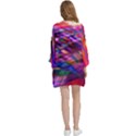 Wave Lines Pattern Abstract Open Front 3/4 Sleeve Batwing Chiffon Cardigan Kimono View4