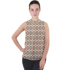 Background Art Designs Mock Neck Chiffon Sleeveless Top