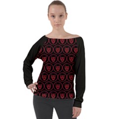 Dark Dominion Print Off Shoulder Long Sleeve Velour Top