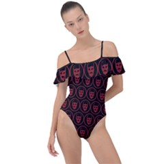 Dark Dominion Print Frill Detail One Piece Swimsuit by dflcprintsclothing