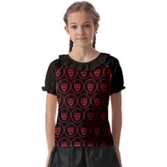 Dark Dominion Print Kids  Frill Chiffon Blouse by dflcprintsclothing