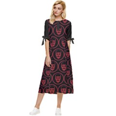 Dark Dominion Print Bow Sleeve Chiffon Midi Dress by dflcprintsclothing