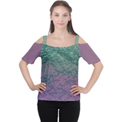 Colorful Duotone Abstract Print Cutout Shoulder T-shirt