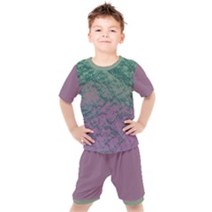 Colorful Duotone Abstract Print Kids  T-shirt And Shorts Set