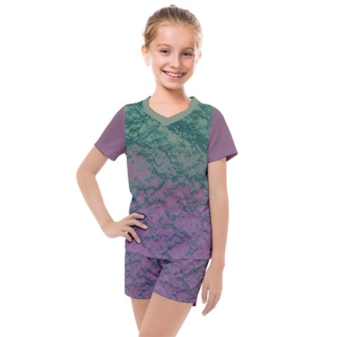 Colorful Duotone Abstract Print Kids  Mesh T-shirt And Shorts Set by dflcprintsclothing