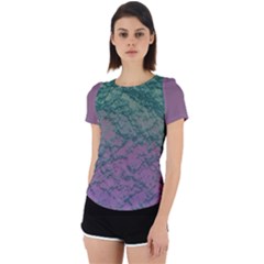 Colorful Duotone Abstract Print Back Cut Out Sport T-shirt