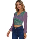 Colorful duotone abstract print Long Sleeve V-Neck Top View2