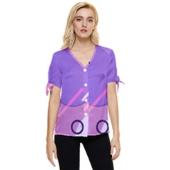 Colorful Labstract Wallpaper Theme Bow Sleeve Button Up Top